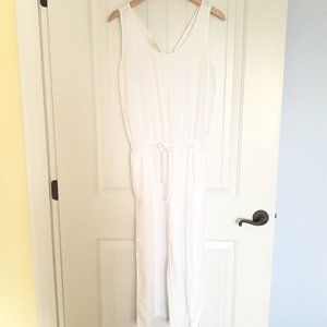 cloth & stone Sleeveless Scoop Neck Linen Cropped Wide Leg Jumpsuit White Size S